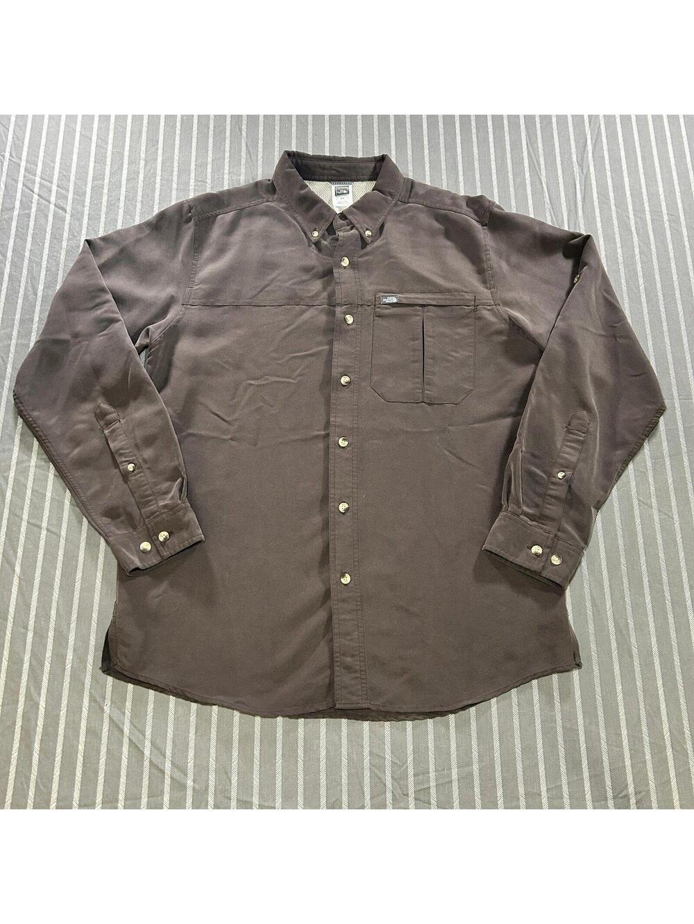The North Face Brown Button Up Pullover Men's M Zip Pocket Insulated Hiking